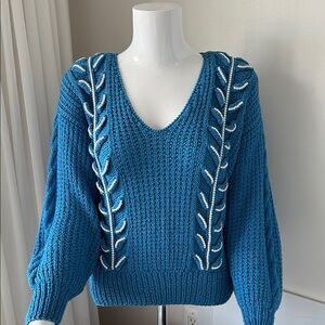 Blue Cable hand Knit Sweater